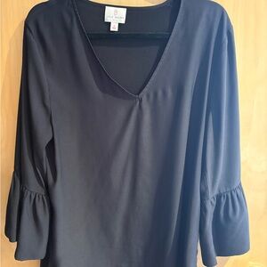 JB by Julie Brown Black V-Neck Bell Sleeve Blouse